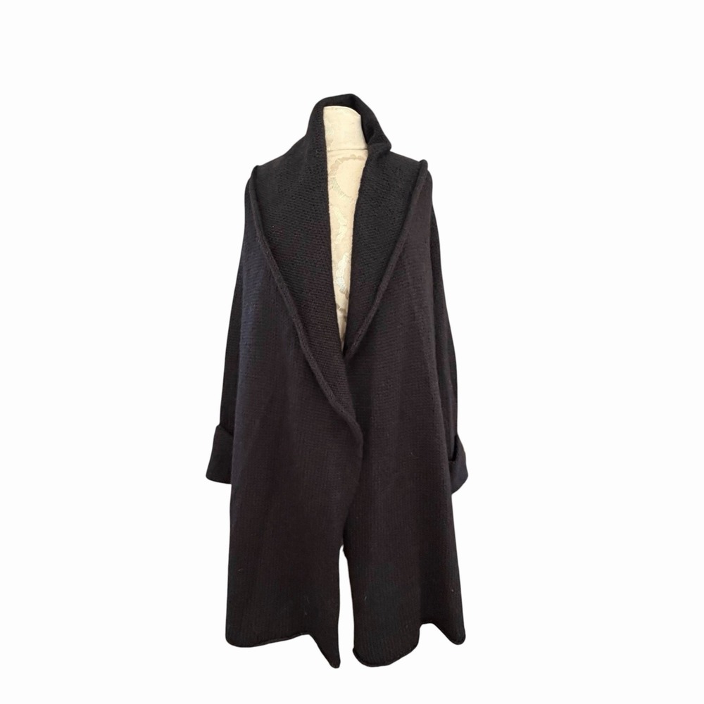 Soft Surroundings Black Telluride Topper Sweater Cardigan Duster XL P Wool Blend